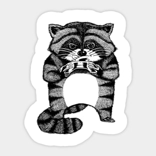 Raccoon Gamer Sticker